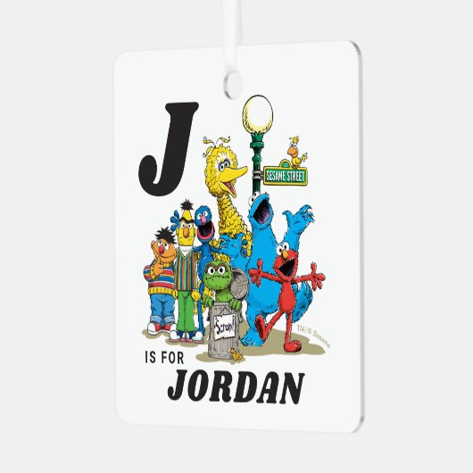 Sesamobjecten | Persoonlijke naam met foto Metalen Ornament (Voorkant links)