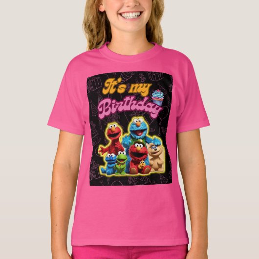  sesampersonages Verjaardagsprinses shirt (Voorkant)