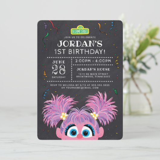 Sesamstraat | Abby Cadabby Chalkboard Birthday Kaart (Staand voorkant)