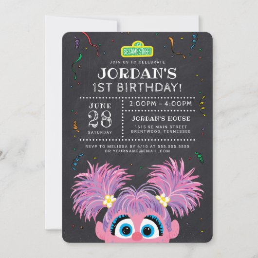 Sesamstraat | Abby Cadabby Chalkboard Birthday Kaart (Voorkant)