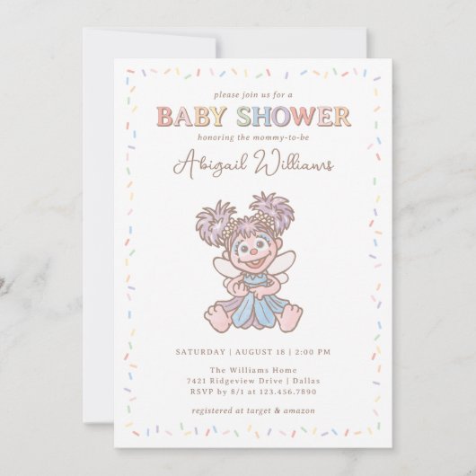 Sesamstraat Abby Cadabby Confetti Baby shower Kaart (Voorkant)