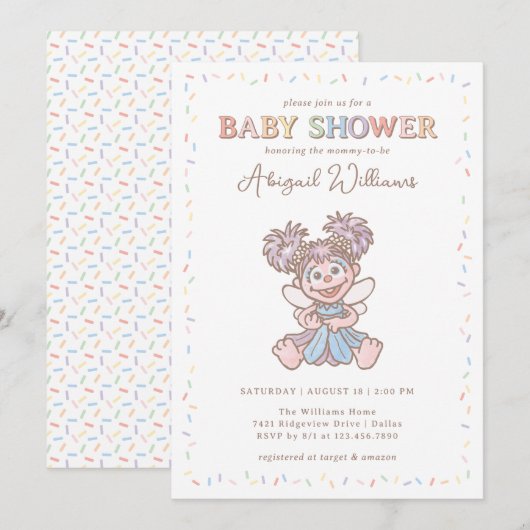 Sesamstraat Abby Cadabby Confetti Baby shower Kaart (Voorkant / Achterkant)