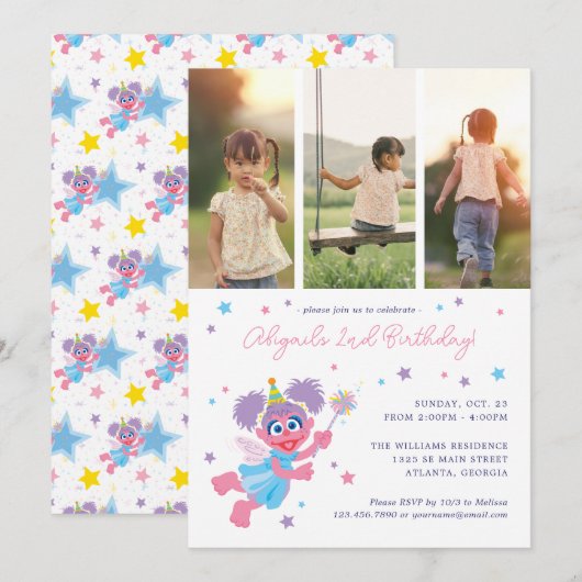 Sesamstraat Abby Cadabby Fotocollage Verjaardag Kaart (Voorkant / Achterkant)