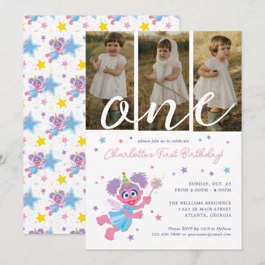 Sesamstraat Abby Cadabby Fotocollage Verjaardag Kaart (Voorkant / Achterkant)