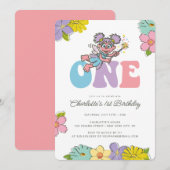 Sesamstraat Abby | Groovy One Floral Birthday Kaart (Voorkant / Achterkant)