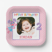 Sesamstraat Abby Polka Dot Verjaardag Papieren Bordje (Voorkant)