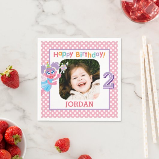 Sesamstraat Abby Polka Dot Verjaardag Servet (Insitu)