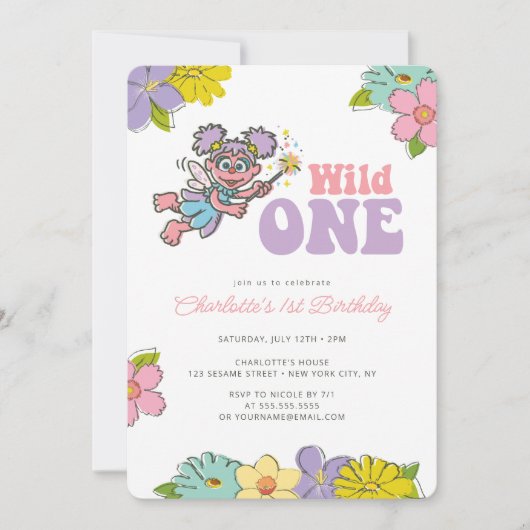 Sesamstraat Abby | Wilde Floral Birthday Kaart (Voorkant)