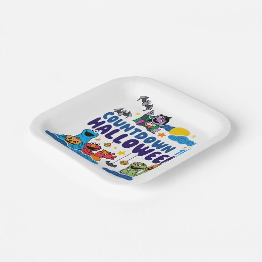 Sesamstraat | Aftellen naar Halloween Papieren Bordje (Gebogen)