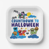 Sesamstraat | Aftellen naar Halloween Papieren Bordje (Voorkant)