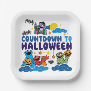 Sesamstraat Aftellen naar Halloween Papieren Bordje
