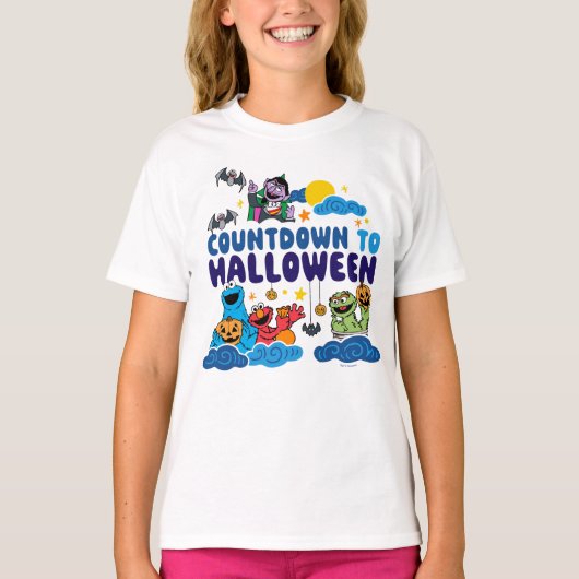 Sesamstraat | Aftellen naar Halloween T-shirt (Voorkant)