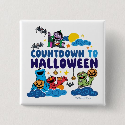 Sesamstraat | Aftellen naar Halloween Vierkante Button 5,1 Cm (Voorkant)