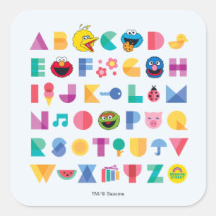 Sesamstraat Alphabet Vierkante Sticker