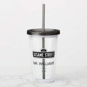 Sesamstraat B&W Logo Jouw namen toevoegen Acryl Drinkbeker