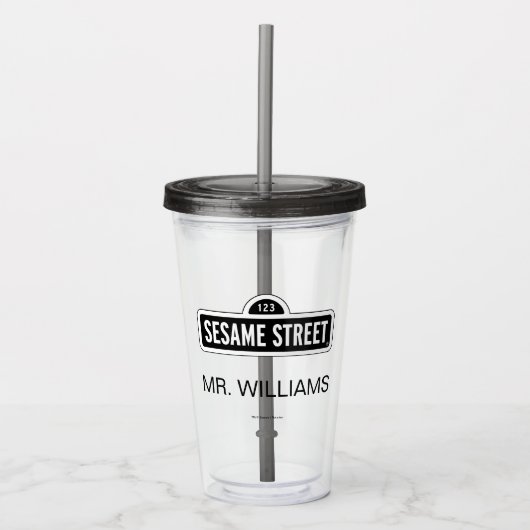 Sesamstraat | B&W Logo | Jouw namen toevoegen Acryl Drinkbeker (Voorkant)