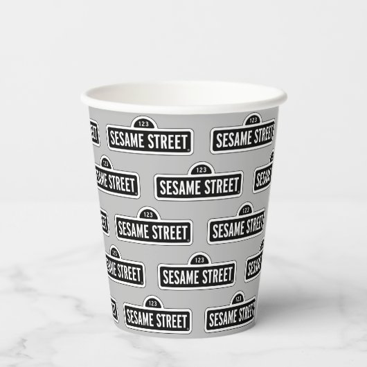 Sesamstraat | B&W Logo Papieren Bekers (Achterkant)