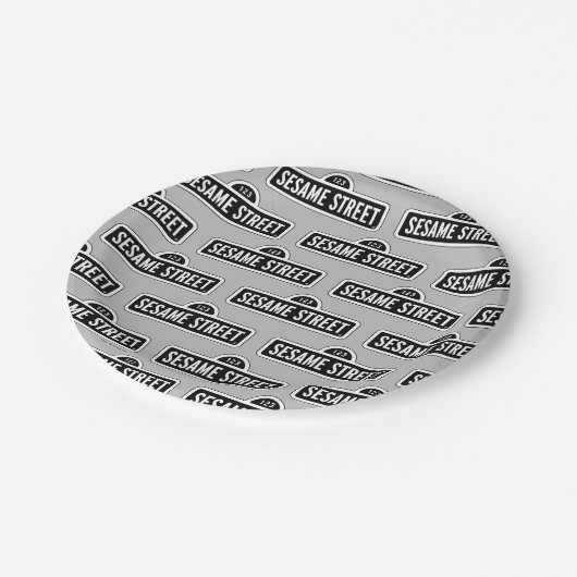 Sesamstraat | B&W Logo Papieren Bordje (Gekanteld)