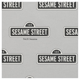 Sesamstraat B&W Logo Stof