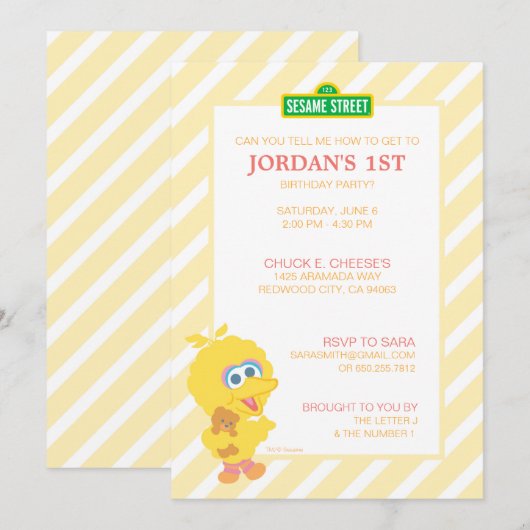 Sesamstraat Baby Big Bird Verjaardag Kaart (Voorkant / Achterkant)