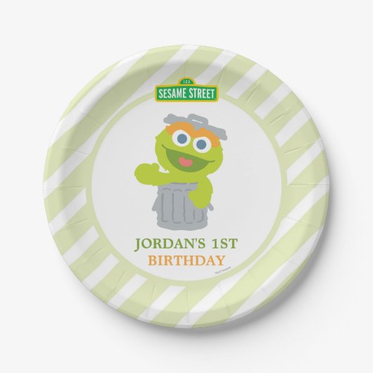 Sesamstraat Baby Oscar de verjaardag van Grouch Papieren Bordje (Voorkant)