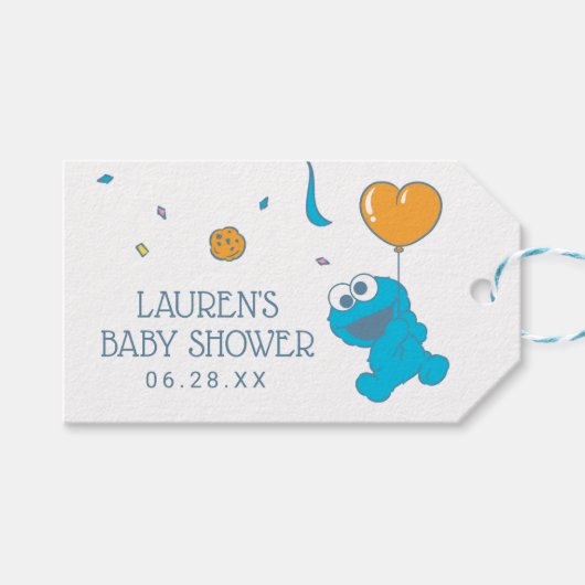 Sesamstraat | Baby shower Koekjesmonster Cadeaulabel (Voorkant (Horizontaal))
