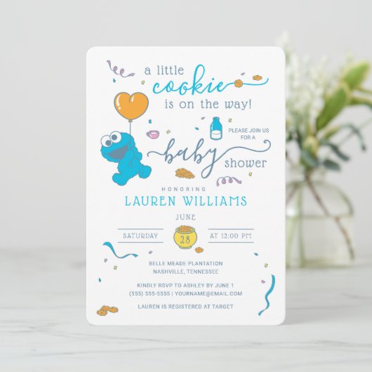Sesamstraat | Baby shower Koekjesmonster Kaart (Staand voorkant)