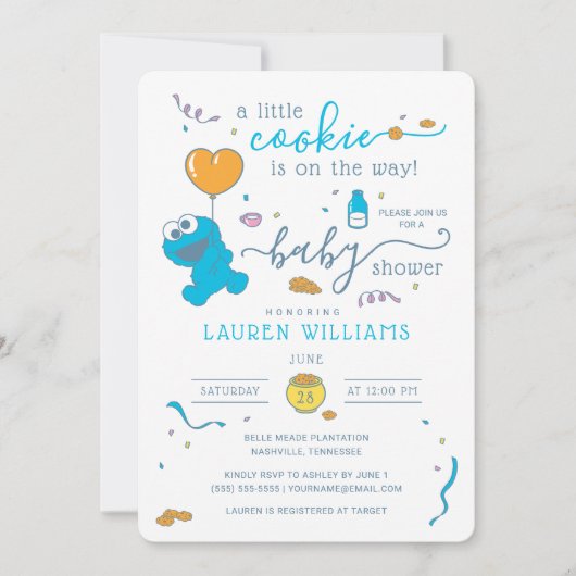 Sesamstraat | Baby shower Koekjesmonster Kaart (Voorkant)
