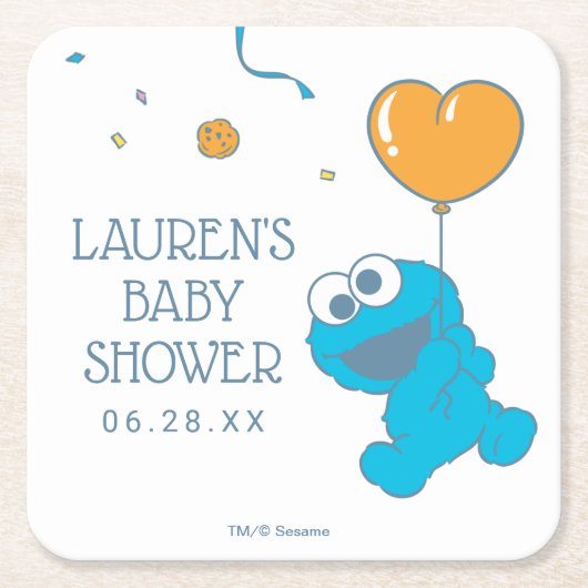 Sesamstraat | Baby shower Koekjesmonster Kartonnen Onderzetters (Voorkant)