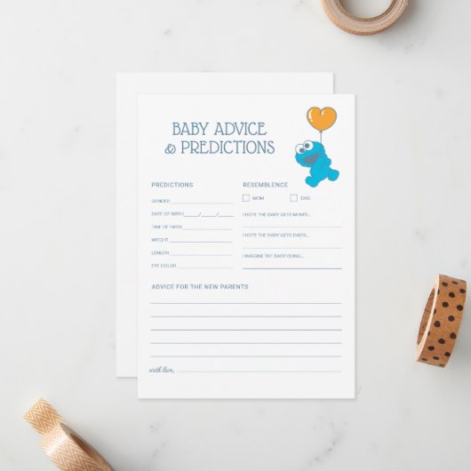 Sesamstraat | Baby shower Koekjesmonster Notitiekaartje (Voorkant / Achterkant in situ)