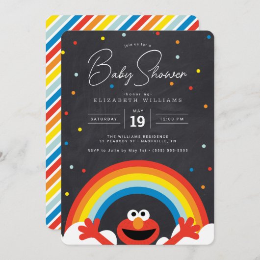 Sesamstraat | Baby shower van Elmo Rainbow Kaart (Voorkant / Achterkant)