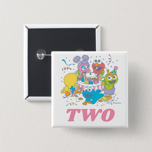 Sesamstraat | Baby's 2e verjaardag Vierkante Button 5,1 Cm (Voorkant /achterkant)