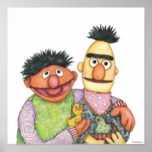 Sesamstraat Bert en Ernie Waterverf Poster