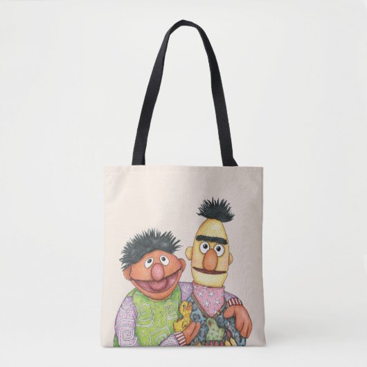 Sesamstraat Bert en Ernie Waterverf Tote Bag (Voorkant)