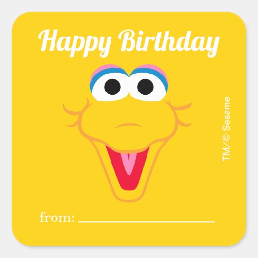 Sesamstraat Big Bird | Een cadeau van - Verjaardag Vierkante Sticker (Voorkant)
