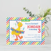 Sesamstraat Big Bird gestreepte verjaardag Kaart (Staand voorkant)