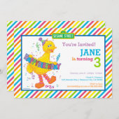 Sesamstraat Big Bird gestreepte verjaardag Kaart (Voorkant / Achterkant)