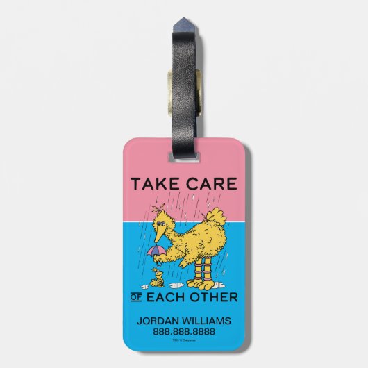 Sesamstraat | Big Bird Let op | Uw gegevens toevoe Bagagelabel (Achterkant verticaal)