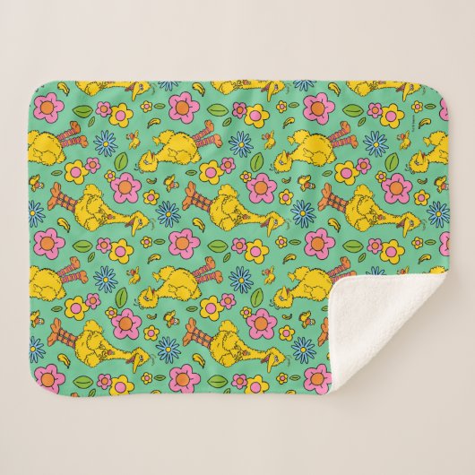 Sesamstraat | Big Bird & Little Bird Pattern Sherpa Deken (Voorkant (horizontaal))