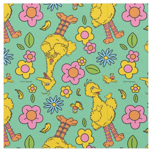 Sesamstraat | Big Bird & Little Bird Pattern Stof (Close Up)