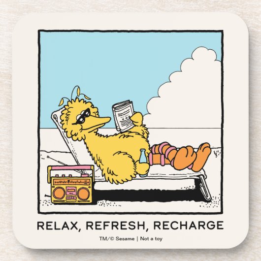 Sesamstraat | Big Bird Relax Refresh Recharge Bier Onderzetter (Voorkant)