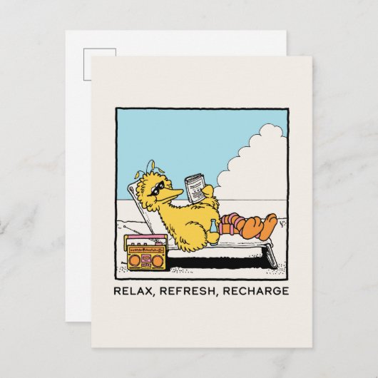 Sesamstraat | Big Bird Relax Refresh Recharge Briefkaart (Voorkant / Achterkant)