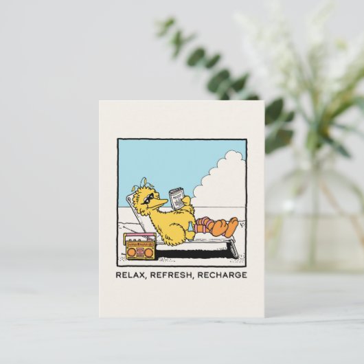 Sesamstraat | Big Bird Relax Refresh Recharge Briefkaart (Staand voorkant)