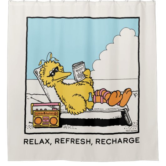 Sesamstraat | Big Bird Relax Refresh Recharge Douchegordijn (Voorkant)