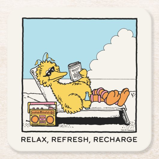 Sesamstraat | Big Bird Relax Refresh Recharge Kartonnen Onderzetters (Voorkant)