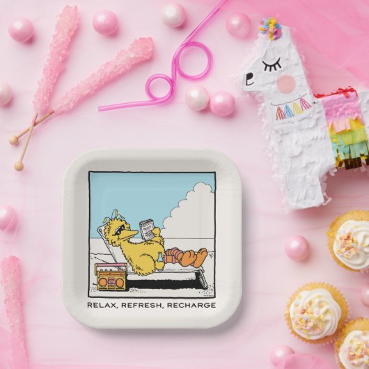 Sesamstraat | Big Bird Relax Refresh Recharge Papieren Bordje (Feest)