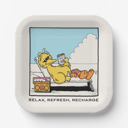Sesamstraat | Big Bird Relax Refresh Recharge Papieren Bordje (Voorkant)