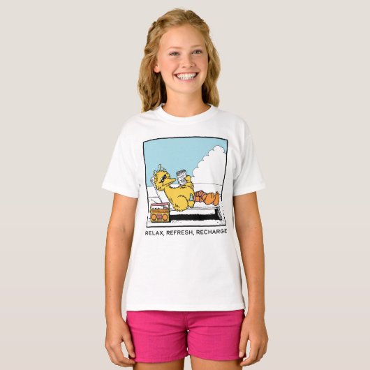 Sesamstraat | Big Bird Relax Refresh Recharge T-shirt (Voorkant volledig)