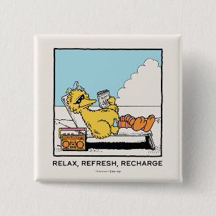 Sesamstraat   Big Bird Relax Refresh Recharge Vierkante Button 5,1 Cm