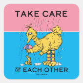 Sesamstraat | Big Bird Zorg voor elkaar Vierkante Sticker (Voorkant)
